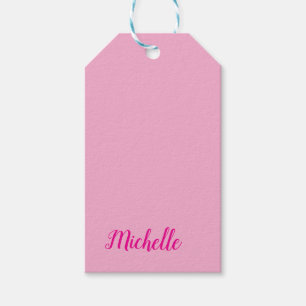 Professionele moderne handgeschreven naam roze wit cadeaulabel