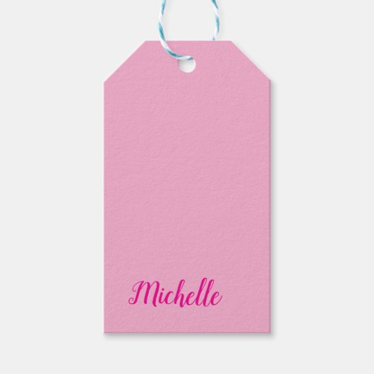 Professionele moderne handgeschreven naam roze wit cadeaulabel (Voorkant)