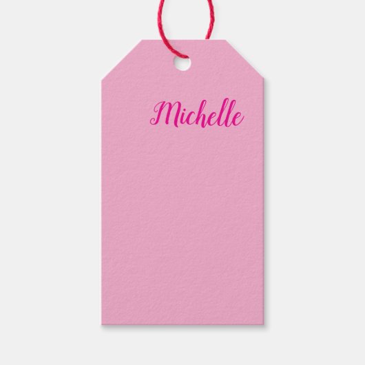 Professionele moderne handgeschreven naam roze wit cadeaulabel (Voorkant)