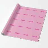 Professionele moderne handgeschreven naam roze wit cadeaupapier (Uitgerold)