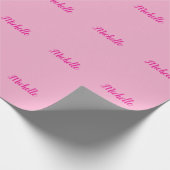 Professionele moderne handgeschreven naam roze wit cadeaupapier (Hoek)
