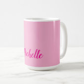 Professionele moderne handgeschreven naam roze wit koffiemok (Voorkant rechts)