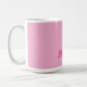 Professionele moderne handgeschreven naam roze wit koffiemok (Links)