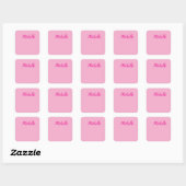 Professionele moderne handgeschreven naam roze wit vierkante sticker (Vel)