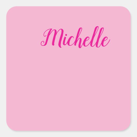 Professionele moderne handgeschreven naam roze wit vierkante sticker (Voorkant)