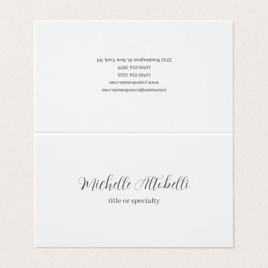 Professionele moderne handgeschreven visitekaartje (Buitenkant ongevouwen)