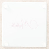 Professionele moderne handschriftnaam roze wit glazen onderzetter (Achterkant)