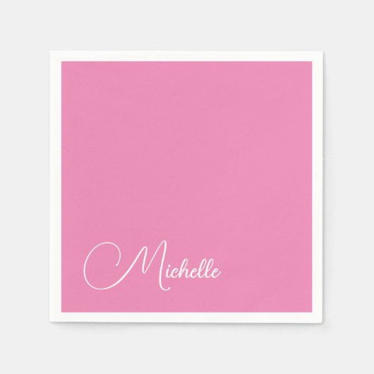 Professionele moderne handschriftnaam roze wit servet (Voorkant)