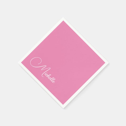 Professionele moderne handschriftnaam roze wit servet (Hoek)