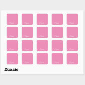 Professionele moderne handschriftnaam roze wit vierkante sticker (Vel)