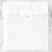 Professionele moderne handschriftnaam roze wit vierkante sticker (Tas)