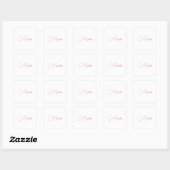 Professionele moderne handschriftnaam roze wit vierkante sticker (Vel)
