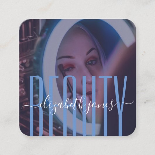 Professionele moderne handtekening Blauw en Witte Vierkante Visitekaartje (Voorkant)