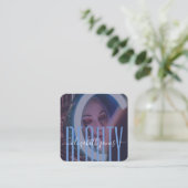 Professionele moderne handtekening Blauw en Witte Vierkante Visitekaartje (Staand voorkant)