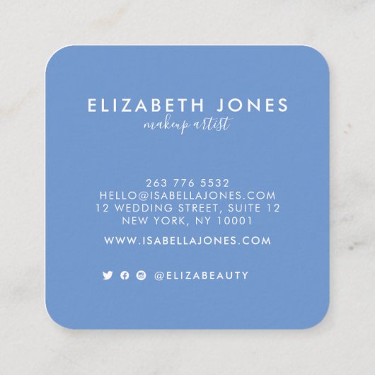 Professionele moderne handtekening Blauw en Witte  Vierkante Visitekaartje (Achterkant)