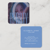 Professionele moderne handtekening Blauw en Witte Vierkante Visitekaartje (Voorkant / Achterkant)