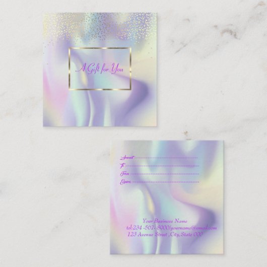 Professionele moderne holografisch, Lijst, Confett Kortingskaartje (Voorkant / Achterkant)