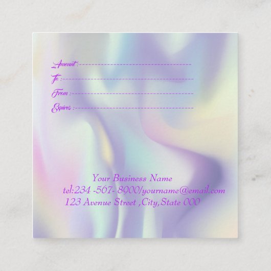 Professionele moderne holografisch, Lijst, Confett Kortingskaartje (Achterkant)