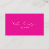 Professionele Moderne Hot Roze Minimalistische QR- Visitekaartje (Voorkant)