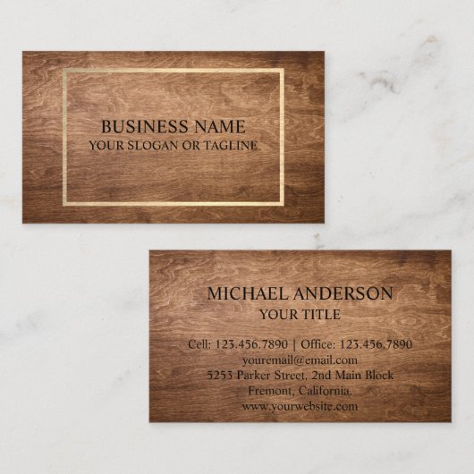 Professionele moderne houten blik visitekaartje (Voorkant / Achterkant)