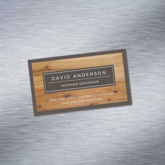 Professionele moderne houten blik visitekaartje magneet (Voorbeeld)