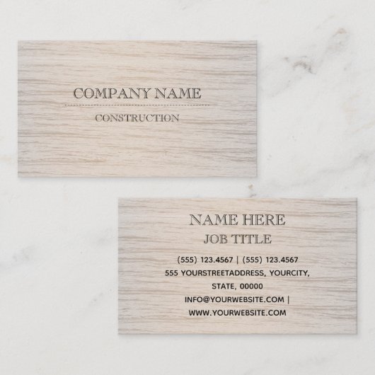 Professionele moderne houten korrels visitekaartje (Voorkant / Achterkant)