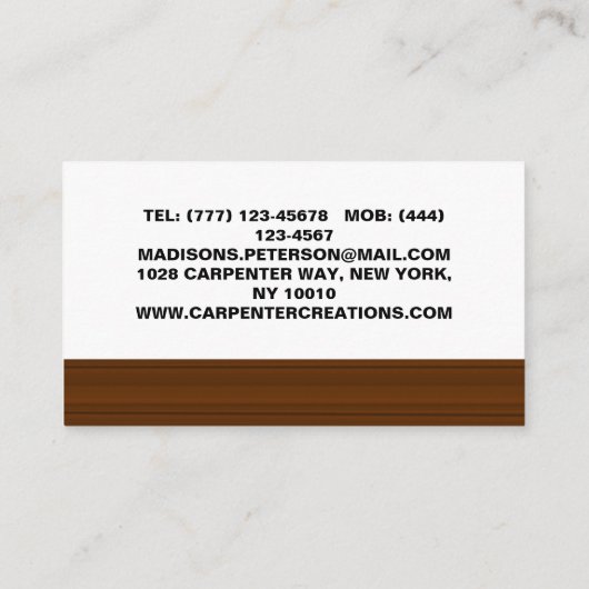 professionele moderne houten timmerbouw visitekaartje (Achterkant)