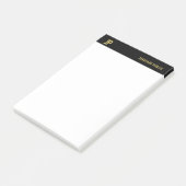 Professionele moderne Initialen zwart-wit Gold gra Post-it® Notes (Schuin)