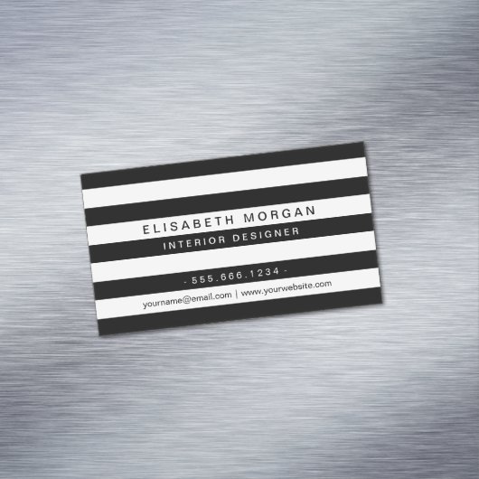 Professionele, moderne, klassieke zwarte strepen visitekaartje magneet (Voorbeeld)