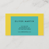 Professionele moderne kleurenblokgele turquoise visitekaartje (Achterkant)