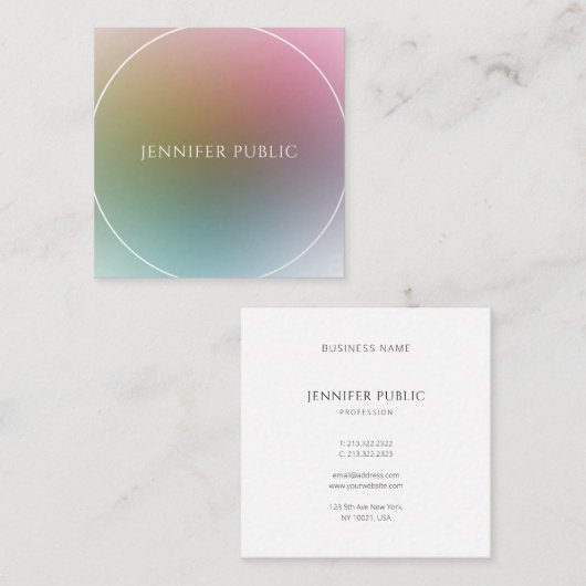 Professionele, moderne kleurrijke Sjabloon elegant Vierkante Visitekaartje (Voorkant / Achterkant)