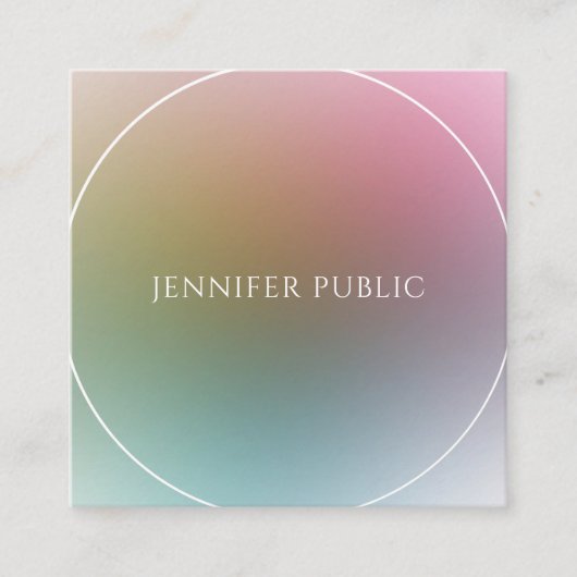 Professionele, moderne kleurrijke Sjabloon elegant Vierkante Visitekaartje (Voorkant)