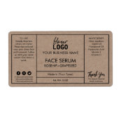 Professionele moderne Kraft Face Serum Labels (Voorkant)