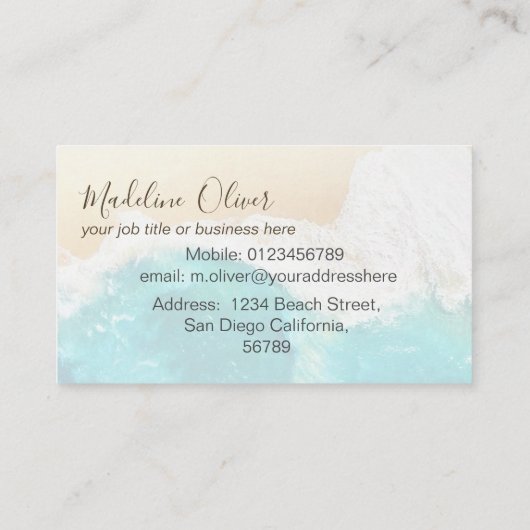 Professionele moderne kust strand Waterverf Visitekaartje (Achterkant)
