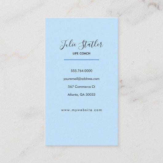Professionele moderne Life Coach mentor Counselor Visitekaartje (Achterkant)