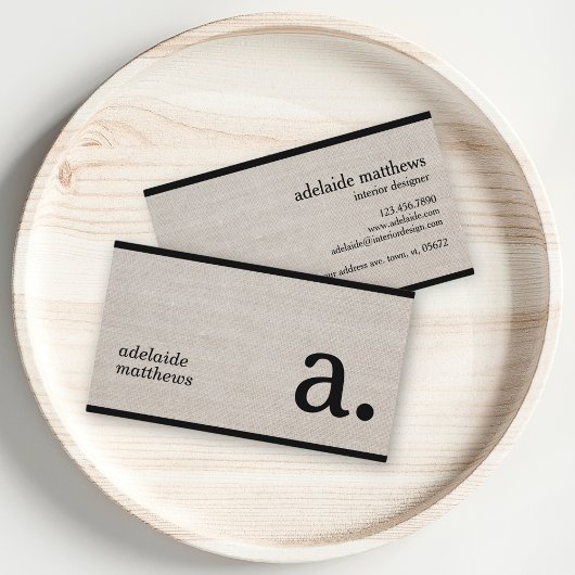 Professionele moderne linnen look monogram Initiaa Visitekaartje