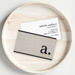 Professionele moderne linnen look monogram Initiaa Visitekaartje