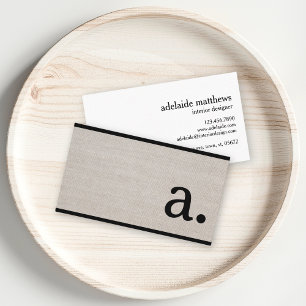 Professionele moderne linnen look monogram Initiaa Visitekaartje