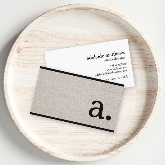 Professionele moderne linnen look monogram Initiaa Visitekaartje