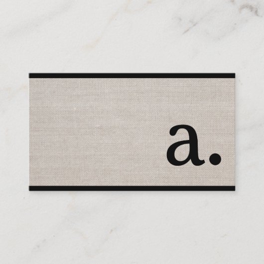 Professionele moderne linnen look monogram Initiaa Visitekaartje (Voorkant)