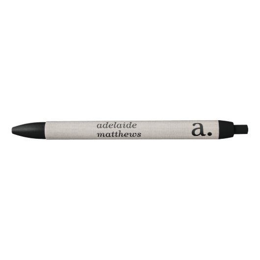 Professionele Moderne Linnen Uitzicht Monogram Eer Zwarte Inkt Pen (Voorkant)
