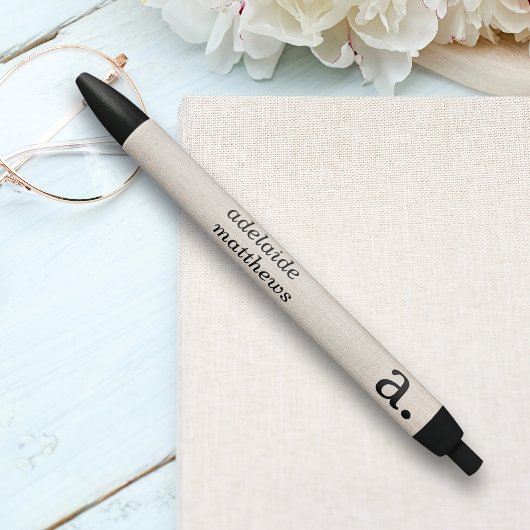 Professionele Moderne Linnen Uitzicht Monogram Ini Zwarte Inkt Pen