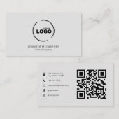 Professionele moderne Logo QR-code Licht grijs Visitekaartje (Voorkant / Achterkant)