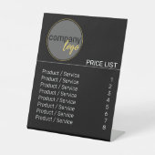 PROFESSIONELE MODERNE LOGO ZWARTE PRIJSLIJST SJABL RECLAMEBORD MET VOETSTUK (Voorkant)