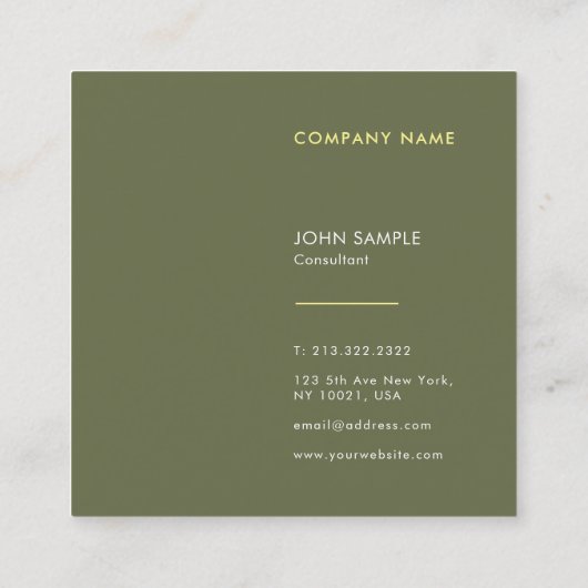 Professionele Moderne Luxe Premium Zijde Trendy Vierkante Visitekaartje (Achterkant)