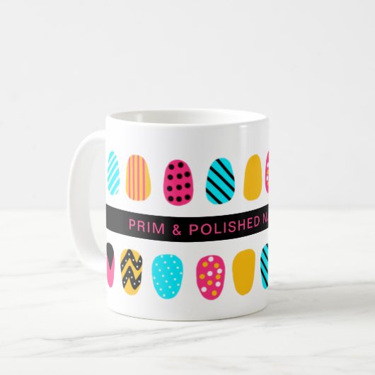 Professionele Moderne Meisje Roze Blauwgroen Nail  Koffiemok (Voorkant links)