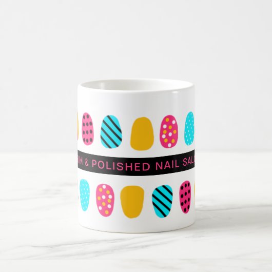 Professionele Moderne Meisje Roze Blauwgroen Nail  Koffiemok (Center)