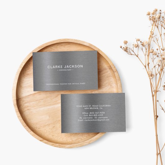 Professionele moderne metalen geborsteld grijs visitekaartje