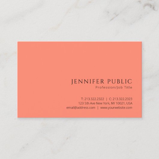 Professionele moderne minimaal elegante Apricose k Visitekaartje (Voorkant)