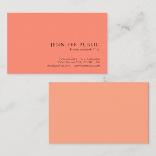 Professionele moderne minimaal elegante Apricose k Visitekaartje (Voorkant / Achterkant)